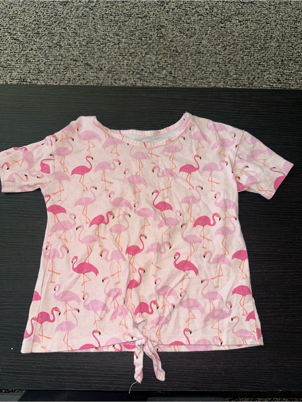 Pink Flamingo Print Tie-Front Tee